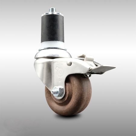 Service Caster 3 Inch 316SS High Temp Glass Filled Nylon 1-3/4 Inch Stem Caster Lock Brake SCC SCC-SS316TTLEX20S314-GFNSHT-134